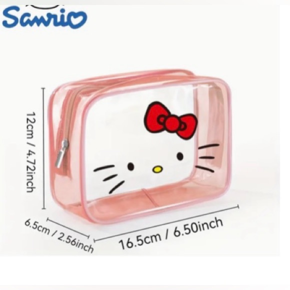 Sanrio HELLO KITTY Cosmetic bag Transparent with black trim. Listing is for 1 - Picture 2 of 4